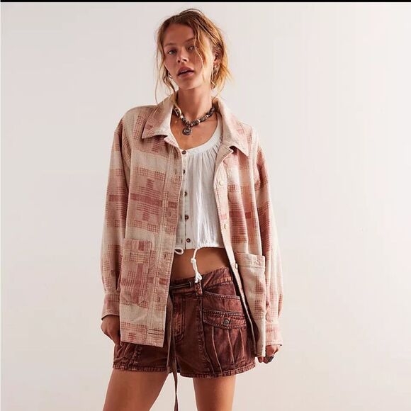 Free People We the Free Keep it cozy shirt Berry combo OB2017794 - Picture 2 of 6